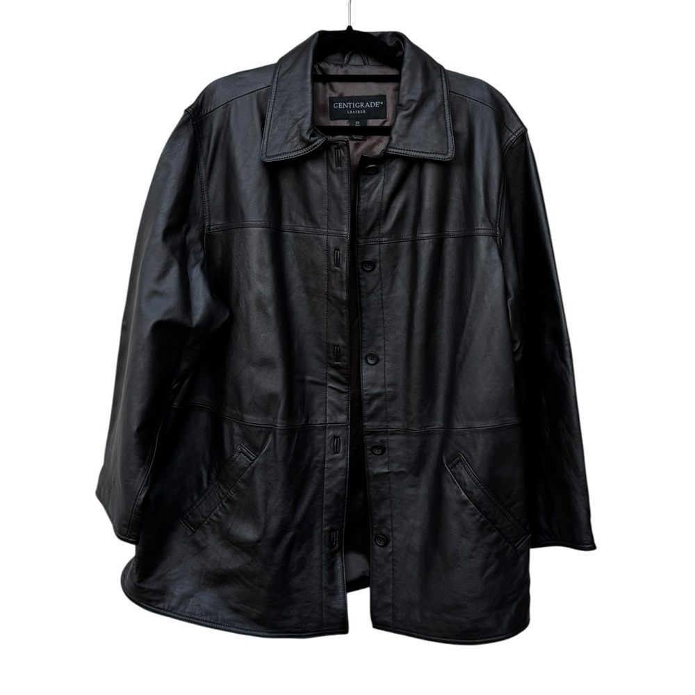 Leather Brown Button-Front Coat size 2X